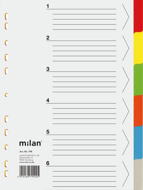 Milan Register A4 6-tlg