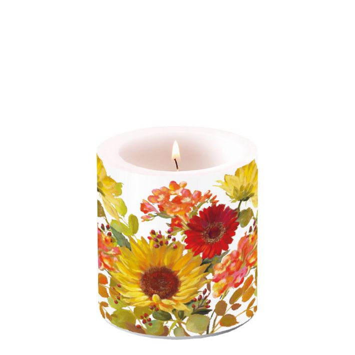 Candle Sunny Flowers