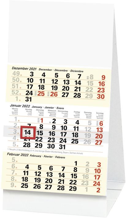 Tisch-Dreimonatskalender